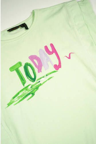 NONO T-shirt Kiam met tekst lichtgroen Meisjes Katoen Ronde hals Tekst 122 128 - Foto 2