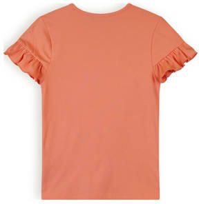 NONO T-shirt Kovan koraaloranje Meisjes Viscose Ronde hals Effen 122 128 - Foto 3