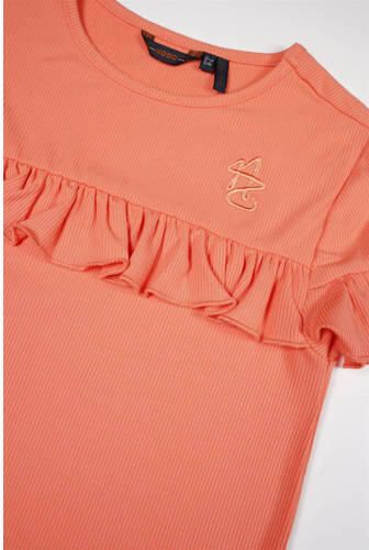 NONO T-shirt Kovan koraaloranje Meisjes Viscose Ronde hals Effen 122 128 - Foto 2