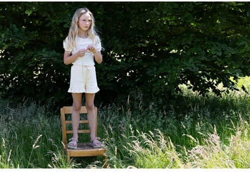 NONO Meisjes Tops & T-shirts Karen T-shirt Mixed Fabris Puffed Shorts Sleeves Ecru