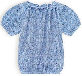 NONO top Kessa met all over print en textuur lichtblauw Meisjes Polyester Ronde hals 134 140