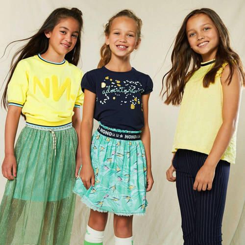 NONO top met ruches geel Meisjes Viscose Ronde hals Effen 122-128 - Foto 3