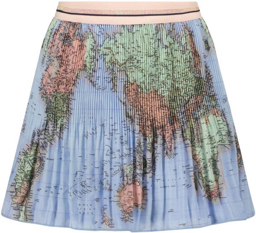 NONO Meisjes Rokken Nulan World Map Short Plissee Skirt Blauw
