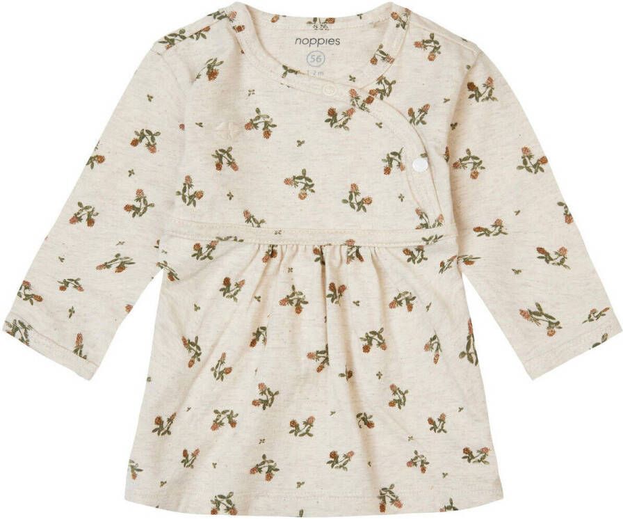 Noppies baby jurk Norton met katoen ecru groen bruin All over print 44