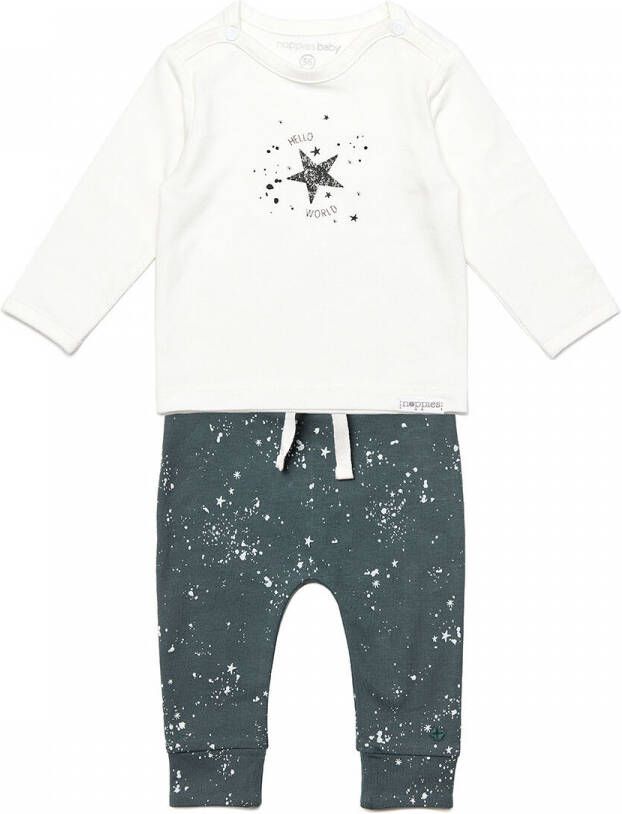 Noppies longsleeve + broek wit antraciet
