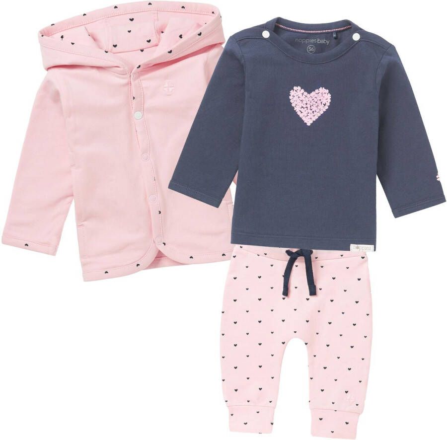 Noppies reversible vest + longsleeve en broek lichtroze donkerblauw Shirt + broek Katoen (biologisch) Ronde hals 50