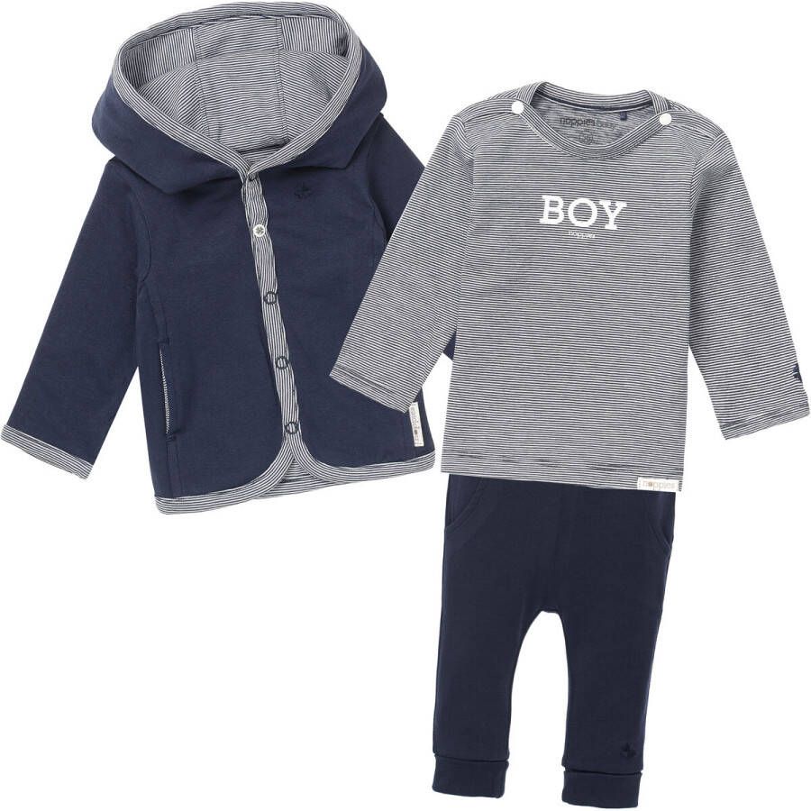 Noppies reversible vest + longsleeve + broek donkerblauw wit