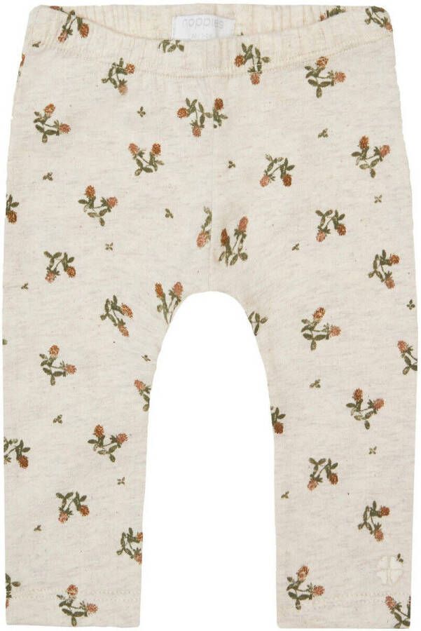 Noppies baby legging Ninive met katoen ecru groen bruin All over print 44