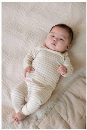 Noppies baby gestreepte casual broek ecru Stretchkatoen - Foto 2