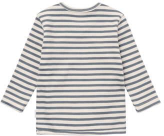 Noppies baby gestreepte longsleeve blauw ecru Stretchkatoen V-hals
