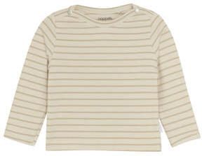 Noppies baby gestreepte longsleeve ecru Stretchkatoen Ronde hals
