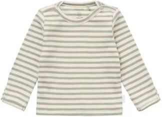 Noppies baby gestreepte longsleeve groen ecru Stretchkatoen Ronde hals