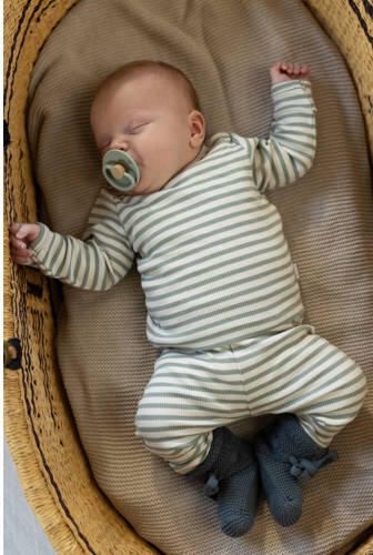 Noppies baby gestreepte longsleeve groen ecru Stretchkatoen Ronde hals - Foto 2