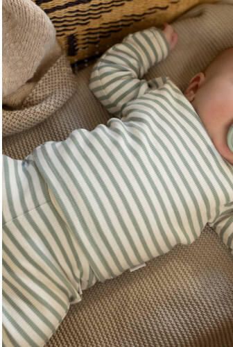 Noppies baby gestreepte longsleeve groen ecru Stretchkatoen V-hals - Foto 3
