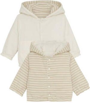 Noppies baby gestreepte sweatvest ecru Stretchkatoen Capuchon