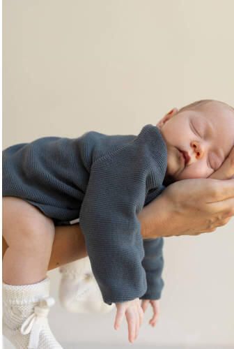Noppies baby katoenen gebreid vest blauw Effen - Foto 2