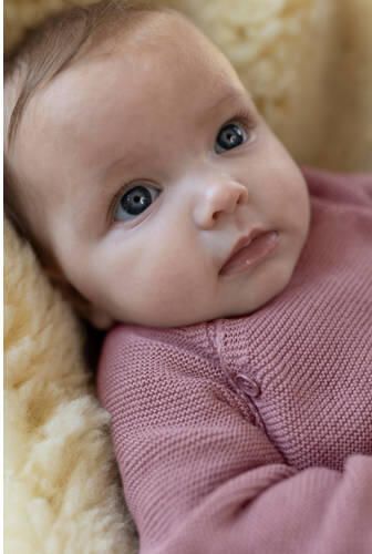 Noppies baby katoenen gebreid vest mauve Roze Effen - Foto 3