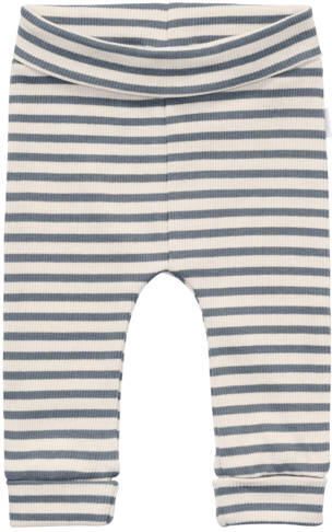 Noppies baby katoenen gestreepte babybroek blauw ecru Stretchkatoen