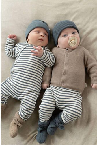 Noppies baby katoenen gestreepte babybroek blauw ecru Stretchkatoen - Foto 2