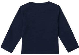 Noppies baby longsleeve Neisse met logo donkerblauw Jongens Katoen Ronde hals 44 - Foto 2