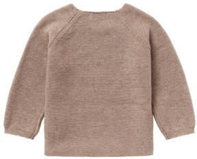 Noppies baby longsleeve Pino van katoen taupe melange Trui Bruin Effen 68