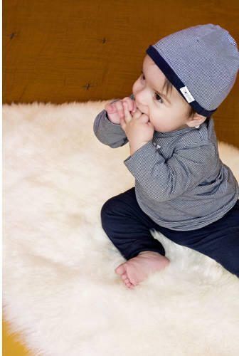Noppies baby muts Jandino Blauw Jongens Katoen Streep 44-50 - Foto 3