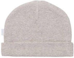 Noppies baby rib gebreide newborn muts Nevel taupe melange Bruin Katoen maat 56-62