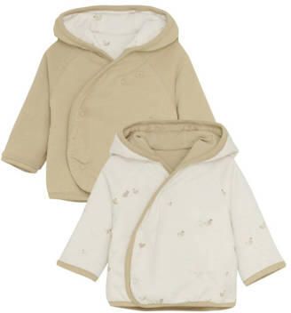 Noppies baby sweatvest beige Stretchkatoen Capuchon All over print