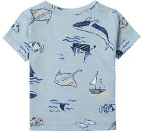 Noppies baby T-shirt met all over print blauw Jongens Biologisch katoen Ronde hals 92