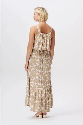 Noppies gebloemde voedingsjurk beige wit Dames Viscose Vierkante hals Bloemen XXL