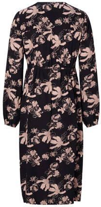 Noppies gebloemde zwangerschaps- en voedingsjurk Gizy zwart roze Dames Viscose V-hals XXL - Foto 2