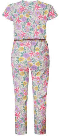 Noppies jumpsuit Eldorado met all over print roze groen geel Meisjes Stretchkatoen V-hals 104