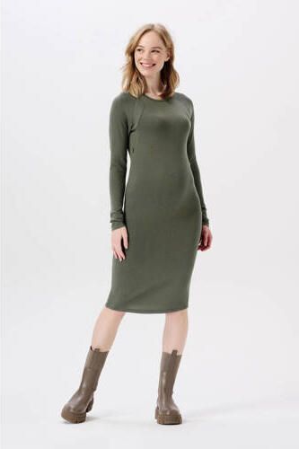 Noppies maternity zwangerschaps- en voedingsjurk Zane olijfgroen Dames Viscose Ronde hals maat XXL - Foto 3
