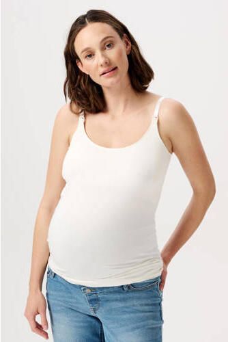 Noppies maternity zwangerschaps- en voedingssinglet Ara offwhite Wit Dames Stretchkatoen Ronde hals maat XXL - Foto 4