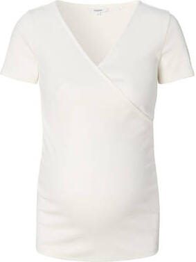 Noppies ribgebreid zwangerschapsshirt Sanson wit Top Dames Stretchkatoen V-hals XXL - Foto 3