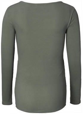 Noppies ribgebreide zwangerschaps- en voedingslongsleeve Sara olijfgroen Dames Stretchkatoen V-hals XXL