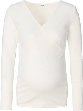 Noppies ribgebreide zwangerschaps- en voedingslongsleeve Sara wit Dames Stretchkatoen V-hals XXL - Foto 4