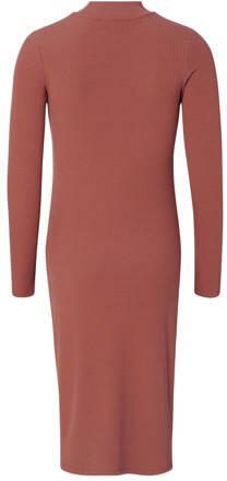 Noppies maternity ribgebreide zwangerschapsjurk Aima van polyester roodbruin