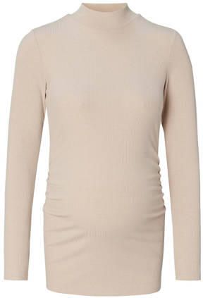 Noppies maternity ribgebreide zwangerschapslongsleeve Sira van polyester beige - Foto 3
