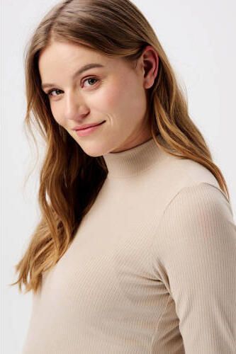 Noppies maternity ribgebreide zwangerschapslongsleeve Sira van polyester beige - Foto 5