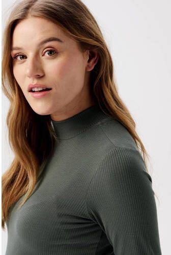 Noppies maternity ribgebreide zwangerschapslongsleeve Sira van polyester olijfgroen - Foto 2