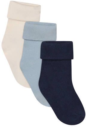 Noppies sokken donkerblauw lichtblauw beige (set van 3) Katoen maat 3-6 mnd