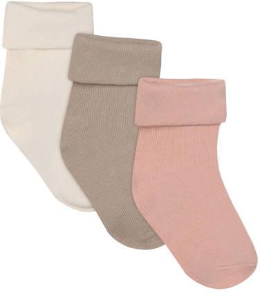 Noppies sokken lichtroze beige ecru (set van 3) Katoen maat 0-3 mnd
