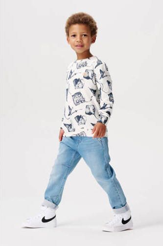 Noppies sweater met all over print wit blauw Jongens Stretchkatoen Ronde hals 104 - Foto 3