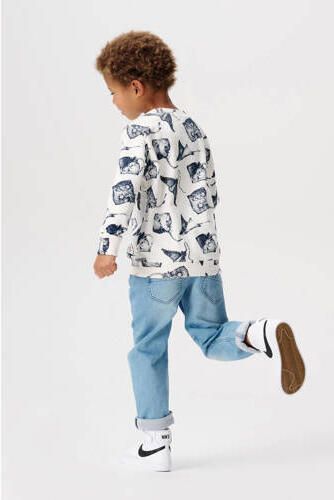 Noppies sweater met all over print wit blauw Jongens Stretchkatoen Ronde hals 104 - Foto 2