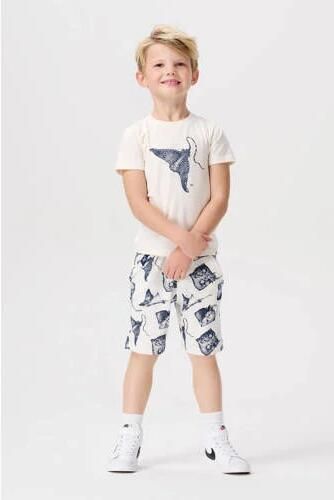 Noppies T-shirt met printopdruk wit blauw Jongens Katoen Ronde hals Printopdruk 104 - Foto 3