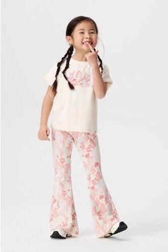 Noppies T-shirt met printopdruk wit roze Meisjes Stretchkatoen Ronde hals 104 - Foto 3