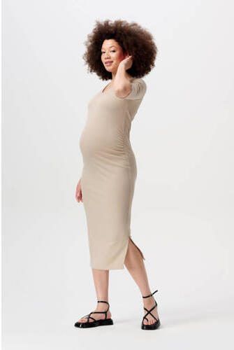Noppies zwangerschapsjurk Keiko beige Dames Polyester V-hals Effen XXL