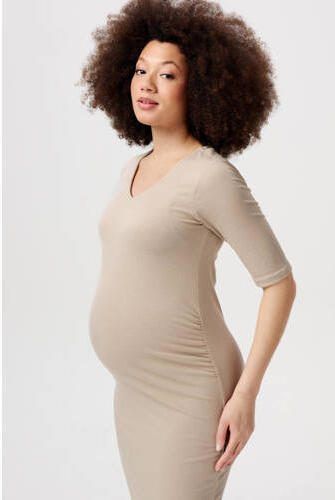 Noppies zwangerschapsjurk Keiko beige Dames Polyester V-hals Effen XXL - Foto 2