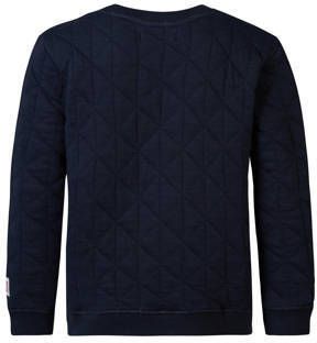 Noppies sweater Wurtland met tekst donkerblauw Jongens Katoen Ronde hals 92